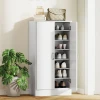 Schoenenkast met soft close scharnieren, verstelbare planken, 6 laags schoenenrek voor hal, entree, voor 14 paar, 55 x 35 x 108 cm, hout, wit 2