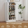 Schoenenkast met soft close scharnieren, verstelbare planken, 6 laags schoenenrek voor hal, entree, voor 14 paar, 55 x 35 x 108 cm, hout, wit 5