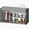 Schoenenrek met zitbank, gangrek voor schoenen, schoenenkast met 3 traps ontwerp, voor hal, entree, woonkamer, slaapkamer, grijs 1