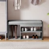 Schoenenrek met zitbank, gangrek voor schoenen, schoenenkast met 3 traps ontwerp, voor hal, entree, woonkamer, slaapkamer, grijs 10
