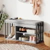 Schoenenrek met zitbank, gangrek voor schoenen, schoenenkast met 3 traps ontwerp, voor hal, entree, woonkamer, slaapkamer, grijs 2