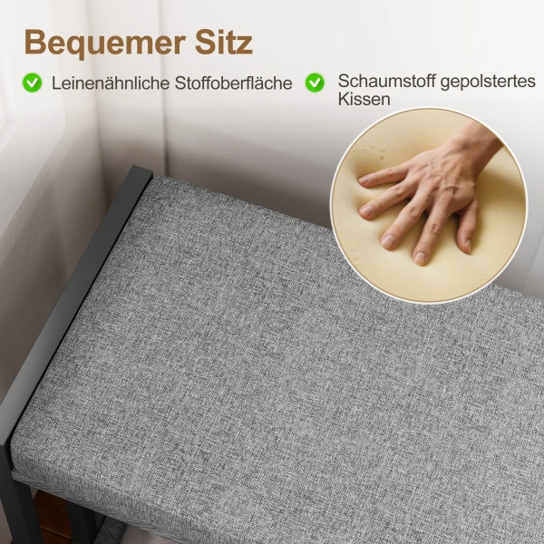 Schoenenrek met zitbank, gangrek voor schoenen, schoenenkast met 3 traps ontwerp, voor hal, entree, woonkamer, slaapkamer, grijs 6
