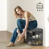 Schoenenrek met zitbank, gangrek voor schoenen, schoenenkast met 3 traps ontwerp, voor hal, entree, woonkamer, slaapkamer, grijs 7