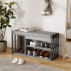 Schoenenrek met zitbank, gangrek voor schoenen, schoenenkast met 3 traps ontwerp, voor hal, entree, woonkamer, slaapkamer, grijs 8