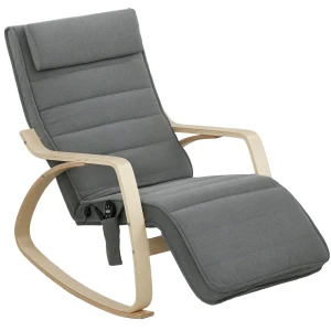 Schommelstoel met massagefunctie, lendenverwarming, 3 modi, stoffen bekleding, grijs 1