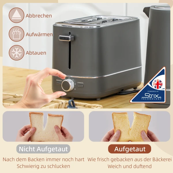 Set bestaande uit 1,7 l waterkoker en broodrooster met 6 bruiningsniveaus, grijs 6