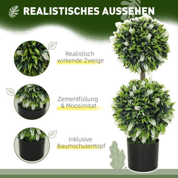 Set van 2 kunstplanten, uv bestendige kunstplant in bloempot, 70 cm kamerplant voor woonkamer, tuin 5