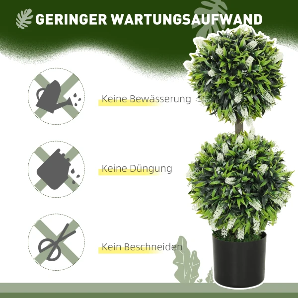 Set van 2 kunstplanten, uv bestendige kunstplant in bloempot, 70 cm kamerplant voor woonkamer, tuin 6
