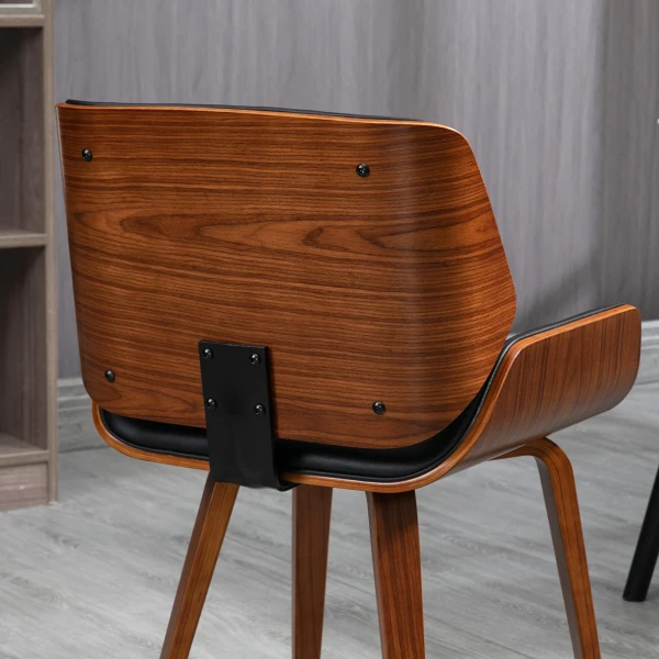 Set van 2 vintage eetkamerstoelen, hout, stoffen bekleding, schuim, zwart 8