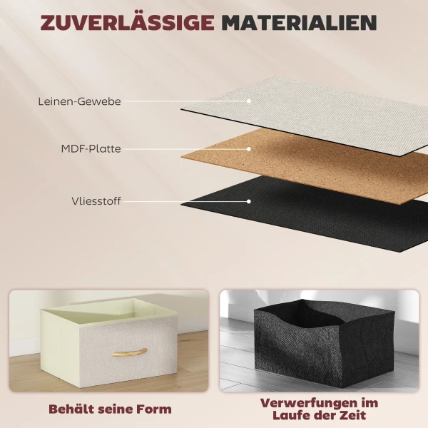 Slaapkamerkast met 8 stoffen lades, stalen staven, houten oppervlak, 4 opbergtassen, 2 haken, beige 7