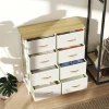 Slaapkamerkast met 8 stoffen lades, stalen staven, houten oppervlak, 4 opbergtassen, 2 haken, beige 9