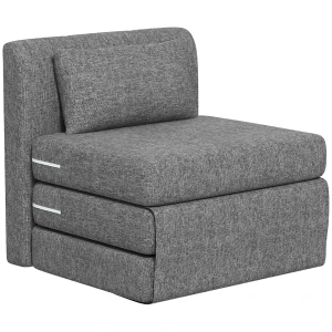 Slaapstoel, gastenmatras, 3 voudig opvouwbaar, compact, metalen frame, 80x75x74 cm, grijs 1