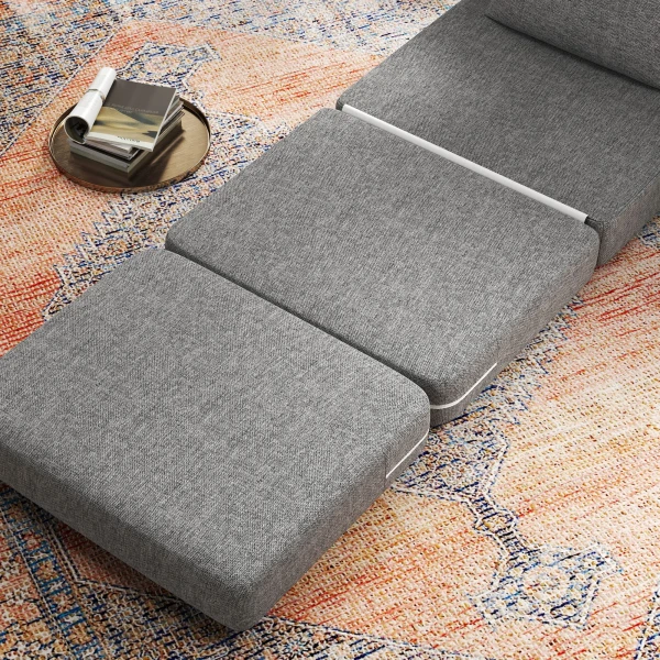 Slaapstoel, gastenmatras, 3 voudig opvouwbaar, compact, metalen frame, 80x75x74 cm, grijs 10