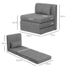 Slaapstoel, gastenmatras, 3 voudig opvouwbaar, compact, metalen frame, 80x75x74 cm, grijs 4
