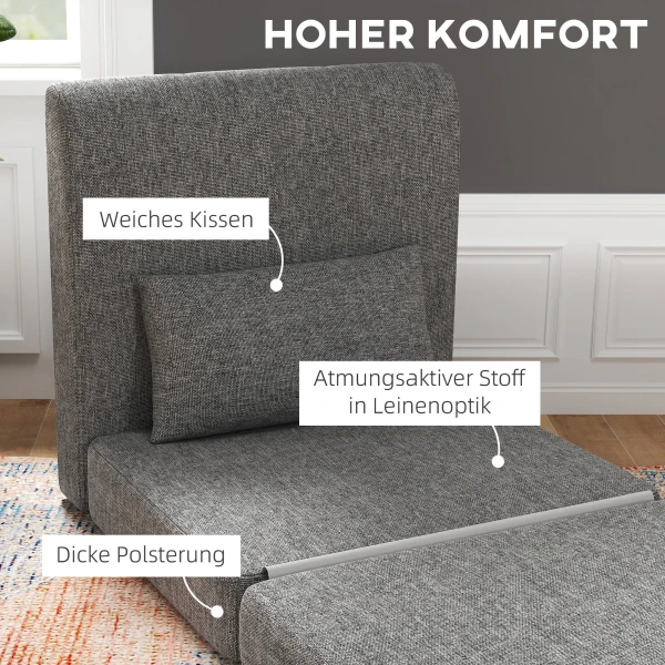 Slaapstoel, gastenmatras, 3 voudig opvouwbaar, compact, metalen frame, 80x75x74 cm, grijs 6