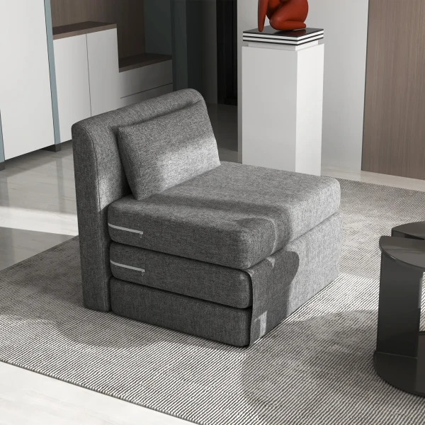 Slaapstoel, gastenmatras, 3 voudig opvouwbaar, compact, metalen frame, 80x75x74 cm, grijs 8
