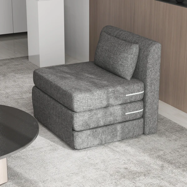 Slaapstoel, gastenmatras, 3 voudig opvouwbaar, compact, metalen frame, 80x75x74 cm, grijs 9