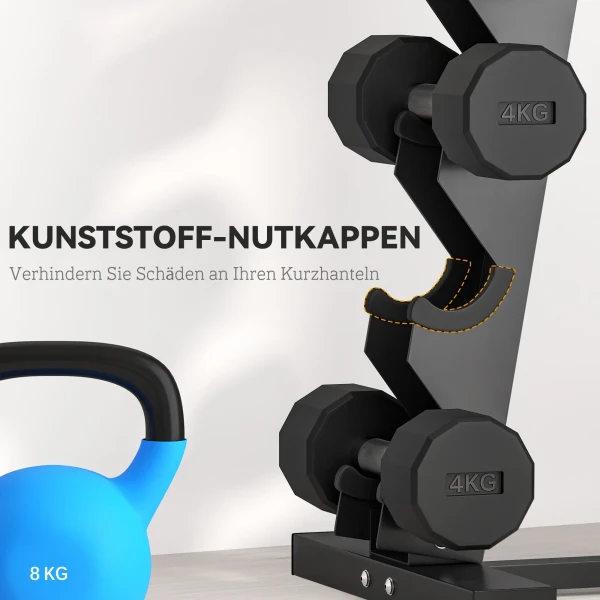 Sportnow halter voor 10 dumbbells, 5 niveaus, stabiel stalen frame, tot 100 kg, zwart, 66 x 35 x 33 cm 6
