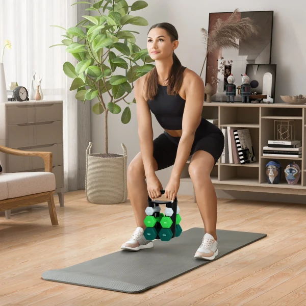 Sportnow halterset met opbergrek, set met 6 halters voor fitness training, 2 x 1kg, 2 x 3kg, 2 x 5kg 9