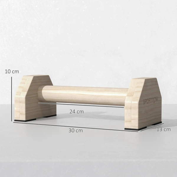 Sportnow push up bars in een set van 2, robuust & antislip, tot 120 kg, beukenhout, 30x13x10cm, natuur 4