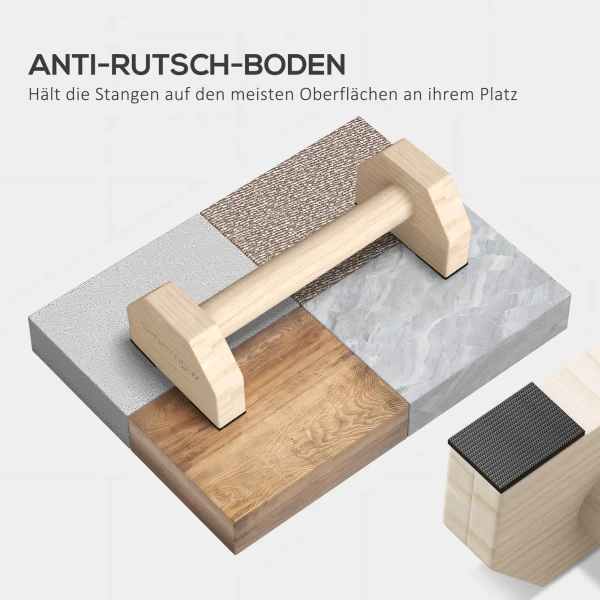 Sportnow push up bars in een set van 2, robuust & antislip, tot 120 kg, beukenhout, 30x13x10cm, natuur 6