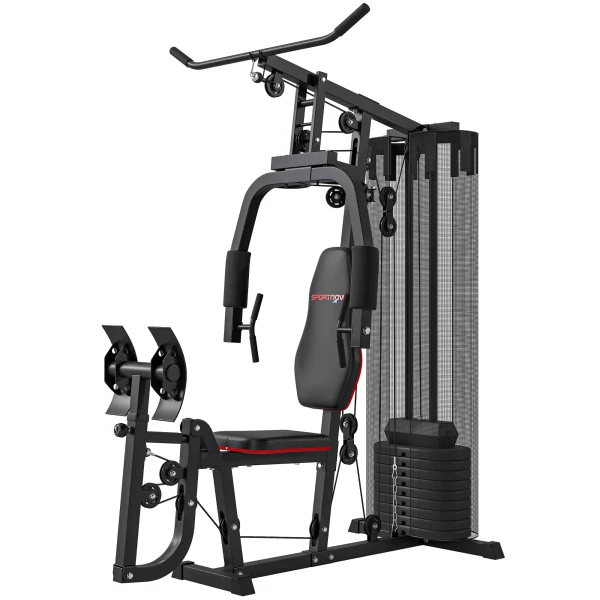 Sportnow thuis fitnessstation met 45 kg gewichtsblokken, kabeltrek, borststation, beenpers voor veelzijdige training 1