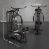 Sportnow thuis fitnessstation met 45 kg gewichtsblokken, kabeltrek, borststation, beenpers voor veelzijdige training 4