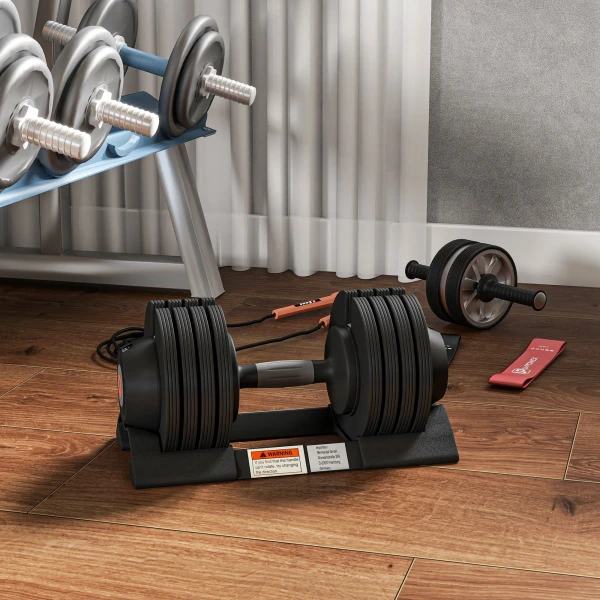 Sportnow verstelbare enkele dumbbell, 6/11/16/20 kg korte halter met opbergvak, met antislip handvatten, zwart 8