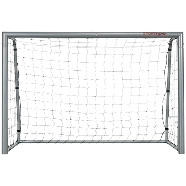 Sportnow weerbestendig voetbaldoel, stabiel metalen frame, scheurbestendig net, 160h x 240l x 85b cm, grijs 1