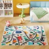 Tapijt met snelwegpatroon, witte achtergrond, zacht fleece, onderhoudsvriendelijk, kleurrijk 1