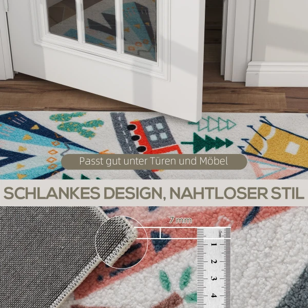 Tapijt met snelwegpatroon, witte achtergrond, zacht fleece, onderhoudsvriendelijk, kleurrijk 7