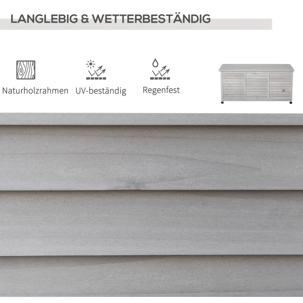 Tuinbox, weerbestendig, luchtdoorlatend, kussenbox, opbergbox, sparrenhout, grijs, 127 x 56 x 60 cm 5