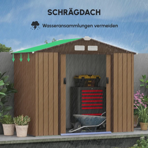 Tuinhuisje met schuifdeuren 2,13 x 1,30 x 1,85cm metaal geel 9