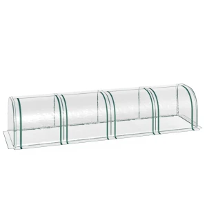 Tunnelkas, 4 ramen met rits, stalen frame, robuuste zeil, transparant, 395 x 100 x 80cm 1