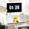 Tv kast met led verlichting, 2 kastdeuren, glazen plank, kabelgaten, voor woonkamer, spaanplaat, wit 2