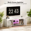 Tv kast met led verlichting, 2 kastdeuren, glazen plank, kabelgaten, voor woonkamer, spaanplaat, wit 6