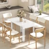 Uitschuifbare eettafel, 120 160 x 70 cm, verstelbare keukentafel voor 4 6 personen, mdf, hoogglans wit 10