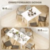 Uitschuifbare eettafel, 120 160 x 70 cm, verstelbare keukentafel voor 4 6 personen, mdf, hoogglans wit 5