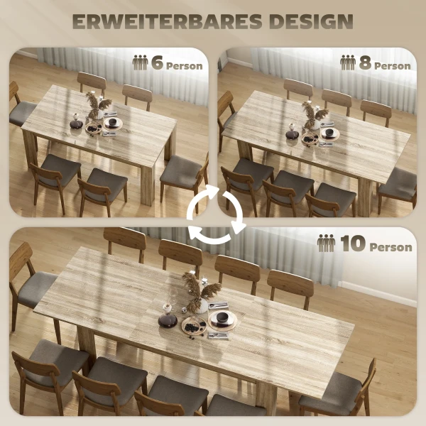 Uitschuifbare eettafel, uitbreidbaar van 180 naar 260 cm, voor 6 10 personen, hout 5