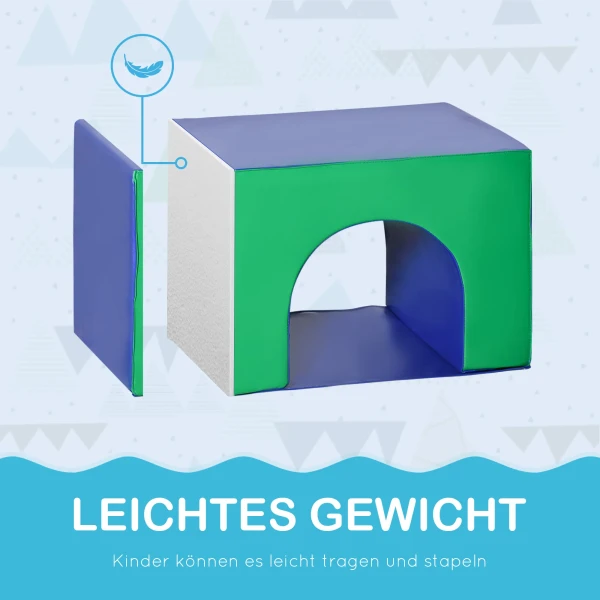 Veiligheidsblokkenset voor kinderen, schuimblokken, vierkant, trap, helling, kunstleer, meerkleurig 8