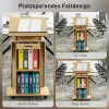 Verrijdbaar podiumstandaard, spreekgestoelte met opvouwbare zijvleugels, laptop tafel met lade en planken, eikenhout look 5
