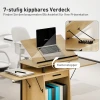Verrijdbaar podiumstandaard, spreekgestoelte met opvouwbare zijvleugels, laptop tafel met lade en planken, eikenhout look 6