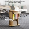Verrijdbaar podiumstandaard, spreekgestoelte met opvouwbare zijvleugels, laptop tafel met lade en planken, eikenhout look 7