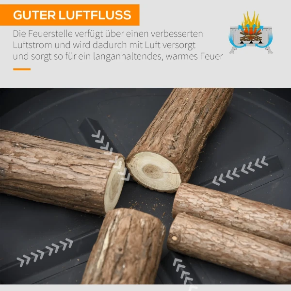 Vuurkorf met vonkenvanger, grillrooster, pook, vierkant, stalen behuizing, zwart, 66 x 66 cm 7