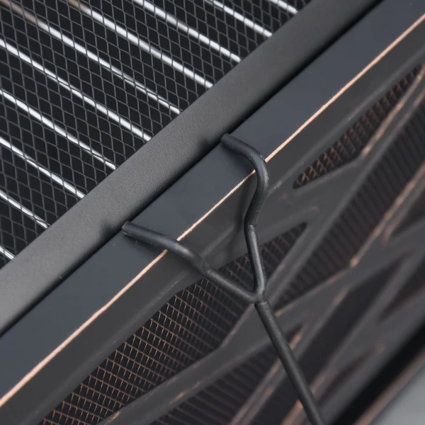 Vuurkorf met vonkenvanger, grillrooster, pook, vierkant, stalen behuizing, zwart, 66 x 66 cm 9