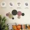 Wanddecoratie set in schijfontwerp, 8 metalen schijven, veelzijdig inzetbaar, meerkleurig 7