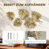 Wanddecoratieset van metaal, gelakte oppervlakte, bladvorm, goudkleurig 6