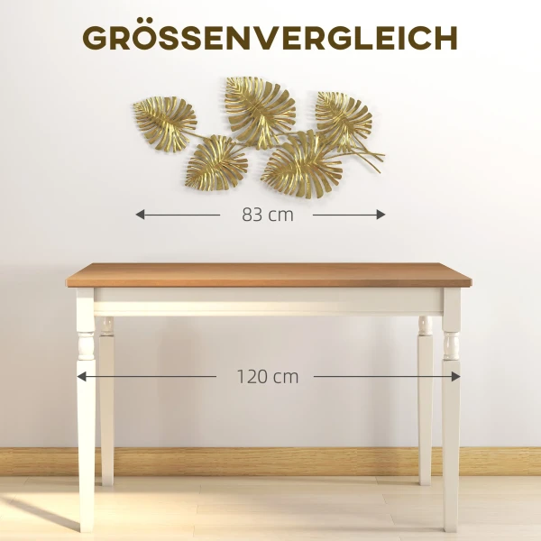 Wanddecoratieset van metaal, gelakte oppervlakte, bladvorm, goudkleurig 8