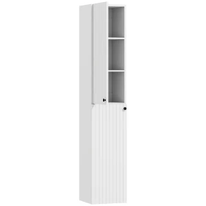Wandgemonteerde badkamerkast, gelakte oppervlakte, 6 planken, mdf, wit 1