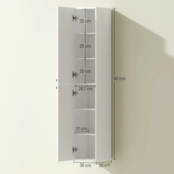 Wandgemonteerde badkamerkast, gelakte oppervlakte, 6 planken, mdf, wit 4